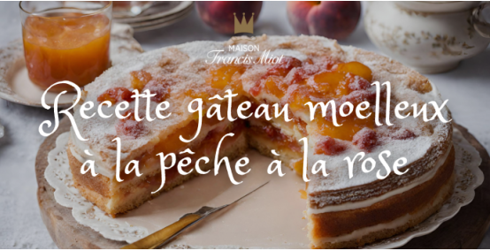 Recette : gâteau moelleux à la pêche à la rose